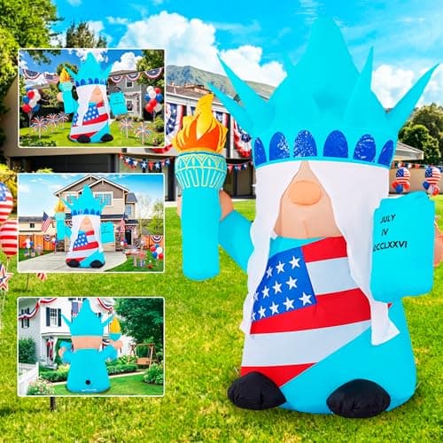 GIFTFIND 4th of July Inflatables Outdoor Decorations, 4FT Patriotic Independence Day Inflatable Liberty Gnome, Built in LED Lights Holiday Blow up for Party Garden Yard Lawn Decor - Thumbnail 2