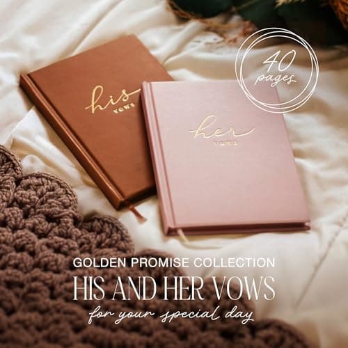 Wedding Vow Books His and Hers – Perfectly Sized, Hardcover Vow Booklets with Gold Foil Lettering – Vows Book Her & Him, Wedding Essentials Idea, Wedding Registry Gifts (Terracotta Blush, Gold) - Thumbnail 3
