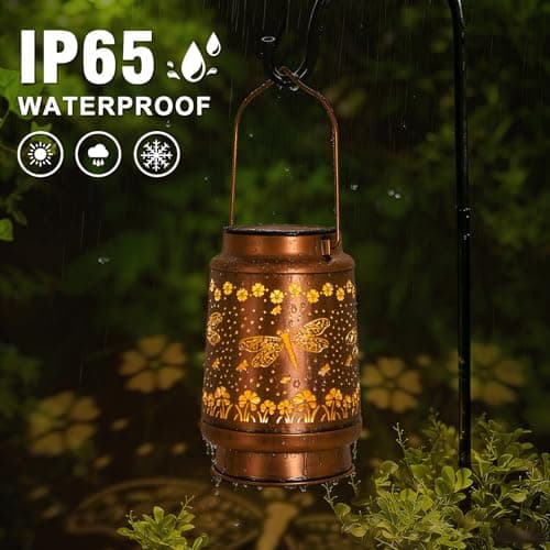 2Pack Solar Lights Dragonfly Solar Lanterns Outdoor Waterproof - Garden Decor Birthday Gifts for Women Mom Grandma Hanging Decoration Outside for Yard, Patio, Backyard, Porch - Thumbnail 5