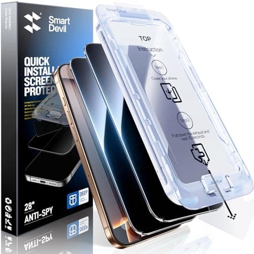 SMARTDEVIL 2 Pack for iPhone 16 Pro Max Privacy Screen Protector, Military-Grade Shatterproof Protection, 9H Hardness, Anti-Spy Privacy Tempered Glass, Easy Installation - Image 1