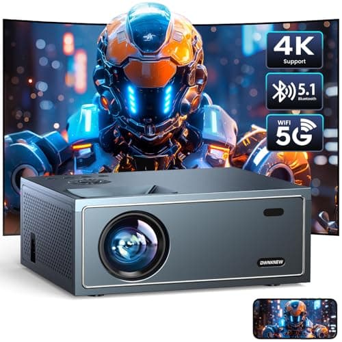 4K Support Projector with Wifi and Bluetooth, OWNKNEW Portable Mini Projectors for Outdoor Movies Use, Video Projector Compatible with TV Stick, Laptop, Smartphone, Xbox (Grey) - Image 1