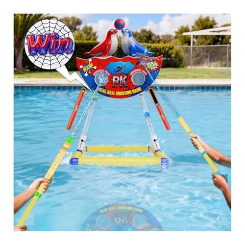 Seal Ball Water Shooting Game for Kids, Water Floating Shooting Target with 2 Blaster Squirt Guns,Beach Party Outdoor Pool Summer Water Toys Gifts for 3 4 5 6 7 8 9 Years Old Boy Girls - Image 1