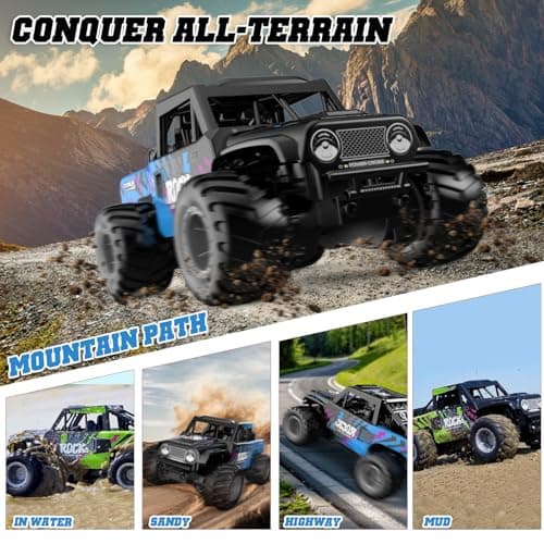 KB KAIBO Q191 1:16 Amphibious Remote Control Car - Waterproof All Terrain RC Monster Truck for Kids, 50+ Min Play with 2 Batteries, 2.4Ghz 4WD Off-Road Toy for Boys Girls 6-12+ (Gift Idea)-Green - Thumbnail 3