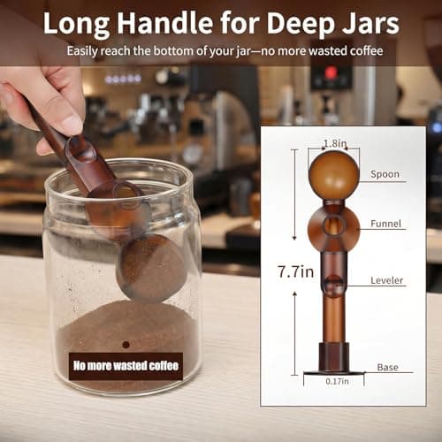 Coffee Scoop with Funnel for Reusable K Cup Refillable Coffee Pods, 2 TBSP Mess-Free Measuring Spoon with Sliding Leveler, Ideal for Ground Coffee, Protein Powder & Tea (Transparent Brown, 1-Pack) - Thumbnail 3