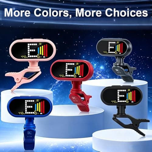 EX USB-C Rechargeable Guitar Tuner Clip On, Full Color LCD Display Chromatic Tuner for Acoustic/Electric Guitar, Bass, Ukulele & Violin, Professional Fast & Precise Pitch Detection - Thumbnail 4