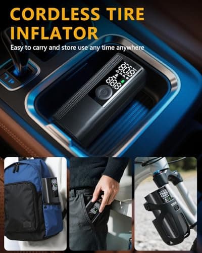 Tire Inflator Portable Air Compressor, 3X Faster Inflation Cordless Air Pump for Car Tires with Digital Pressure Gauge/LED Light, 150PSI Tire Pump with Auto Shut-Off for Car, Motorcycle, Bicycle, Ball - Thumbnail 6