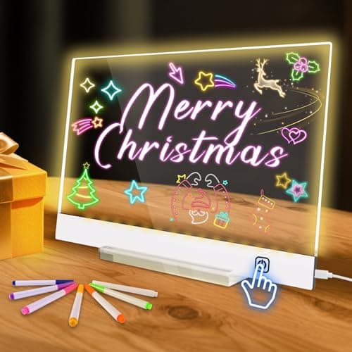 JUOIFIP Led Drawing Board with 7 Color 4 Mode, Light up Message Note Board with 7 Marker, Gifts for Kids or Teenage Girls, Clear Acrylic Dry Erase Board, Touch Control - Image 1