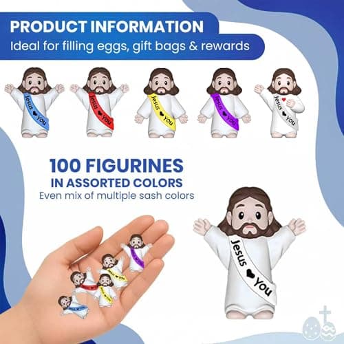NOIENSI 200 PCS Jesus Loves You Figures – Three Styles Multicolor Mini Jesus Figurines in Bulk, Little Jesus Figures for Easter, Church, and Religious Celebrations (Mixed Multiple Colors) - Thumbnail 3