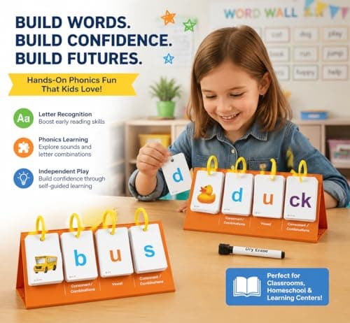 Alened Phonics Flash Cards for Kids 3-8, Sight Words Flash Cards for Kindergarten 1st 2nd 3rd Grade, CVC CVCC CCVC Word Builder, Homeschool & Classroom Phonics Learning Supplies - Thumbnail 2