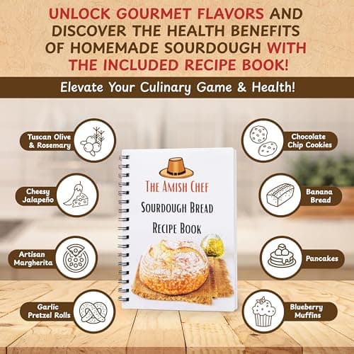 Complete Sourdough Bread Starter Kit, Glass Sourdough Starter Jar Kit & Tons of Sourdough Bread Baking Supplies - Sourdough Starter Kit Includes Sourdough Jar, Banneton Basket (2x Baskets and Jar) - Thumbnail 3