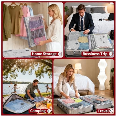 Vacuum Storage Bags with Portable Electric Pump,Space Saver Sealer Bags, Airtight Compression Bags for Clothes, Pillows, Comforters, Blankets, Bedding (12 Pack) - Thumbnail 2