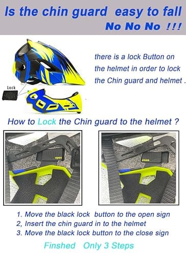 Natuway Toddler and Kids Full Face Helmet, Girl and Boy BMX Multi-Sport Detachable Mountain Dirty Bike Helmet Around 3-12 Years Head Circumference. - Thumbnail 3