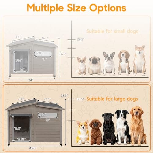 Outdoor Dog House Waterproof for Small to Medium Dogs Breeds with Openable Asphalt Roof, Anti-Chewing Iron Frame, Window, Weatherproof Indoor Outside (43.5" LX 29.5" WX 33.5" H) - Thumbnail 2