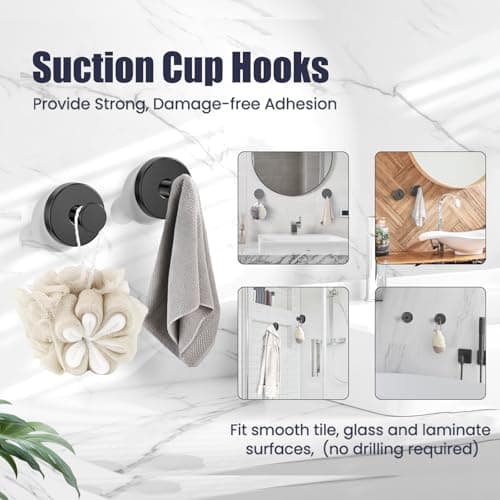 UPRONE Bathroom Hardware Accessories Set: 7-Pieces Bath Towel Bar Set, Towel Racks for Bathroom Wall Mounted, SUS304 Stainless Steel, Matte Black - Thumbnail 4