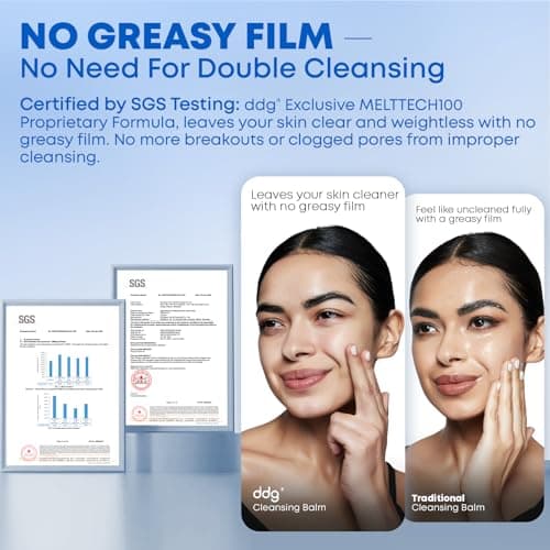ddg Cleansing Balm Makeup Remover for Sensitive Skin,Eye Makeup Remover & Facial Cleanser for Waterproof Makeup Removal,Vegan Plant Oils,Nourishing & Hydrating,3.38floz/100ml - Thumbnail 6