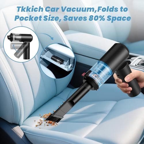 Tkkich Car Vacuum Portable Cordless,90°Foldable 4in1 Vac V2 Handheld Vacuums Cleaner Brushless Motor High Power 17000PA Compressed Air Dusters Cordless Vacuum Cleaners for Car Home Office Pet - Thumbnail 3