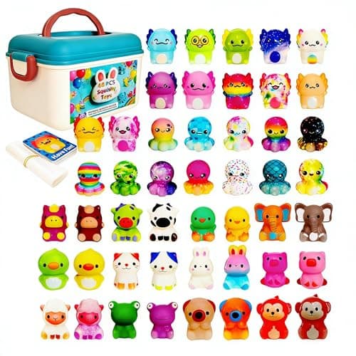 48-Pack Slow Squishy Toys Soft Stress Relief Fidgets Toys for Kids 4-12,Easter Egg Filling,Birthday Party Favors Birthday Goodie Bags Teacher Supplies Classroom Prizes (Animal, 48) - Image 1
