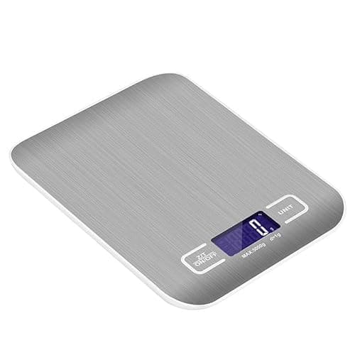 HFLYJPYW Digital Kitchen Scale, 11lb Stainless Steel Food Scale with LCD Display, 6 Units Tare Function, 0.05oz/1g Precision for Baking (White) - Image 1