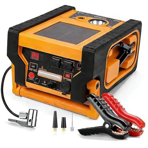 6-in-1 Car Battery Jump Starter with Air Compressor - E-Ant 2000A Jump Starter with Air Compressor 12V Battery Jumper Box 400 Watt Inverter Power Station with AC/DC/USB Outlets (10L Gas/8L Diesel) - Image 1
