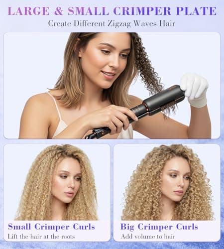 FMZ Flat Iron Hair Straightener Curler and Crimper, Professional 4 in 1 Hair Styling Irons for Straightening, Crimping, Curling, Dual Voltage, Auto Shut-Off, Small and Portable for Women Travel Home - Thumbnail 4