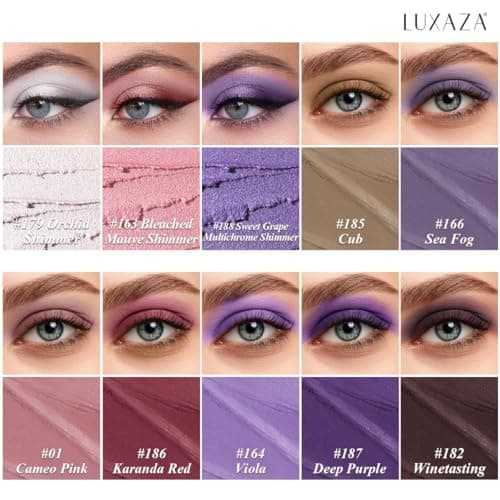 LUXAZA 10PCS Eyeshadow Stick Set,Pro Longwear Purple Cream Eye Shadow Brightener Pencil Crayon Makeup Sticks-Grape Glam - Thumbnail 2