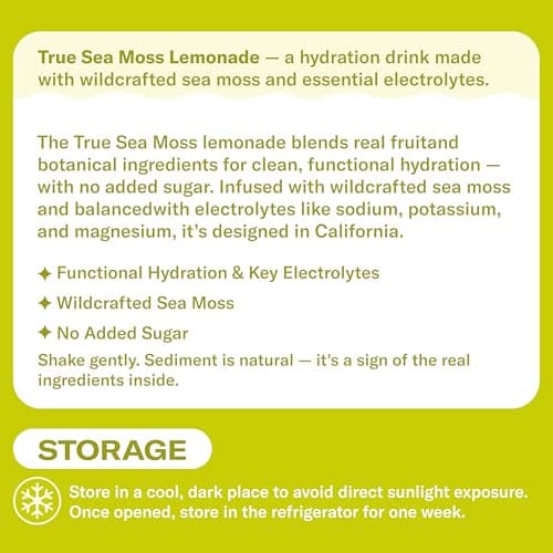 True Sea Moss Lemon Lemonade – Single Flavor Pack with Classic & Electrolyte Formula Variation – 4 × 12 fl oz Bottles – Made in USA - Thumbnail 3