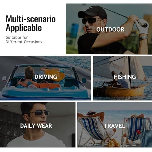 SUNGAIT Ultra Lightweight Polarized Sunglasses Men Rectangular Metal Frame with Spring Hinge SGT559-QH - Thumbnail 5