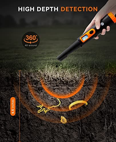 SUNPOW Metal Detector Pinpointer for Adults & Kids, Fully Waterproof, 360°Detection Handheld Pin Pointer Wand with LCD Screen, 3 Modes (Buzzer, Vibration,Sound) for Treasure Hunting- OTMD08 - Thumbnail 4