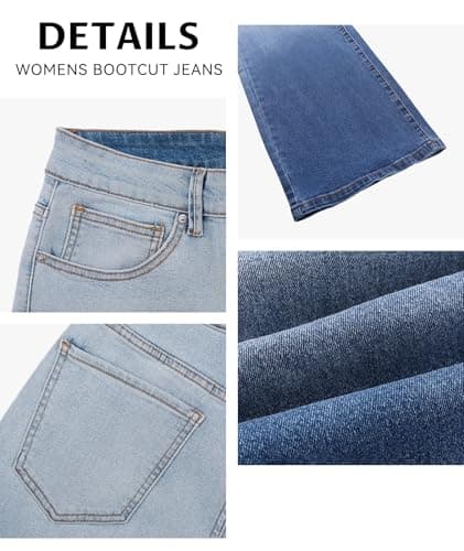 MARIASHA Jeans for Women New Flared Leg Stretch High Wasited Printed Pocket Pants Gradient Blue 2XL - Thumbnail 6