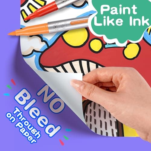 HOTU Acrylic Paint Markers, Large Capacity (6.6g Each) No-bleed Brush Tip Paint Pens with Automatic Ink Control, Water-based Acrylic Markers for Art&DIY Crafts, Fabric, Rock, Glass, Wood-36 Colors - Thumbnail 5