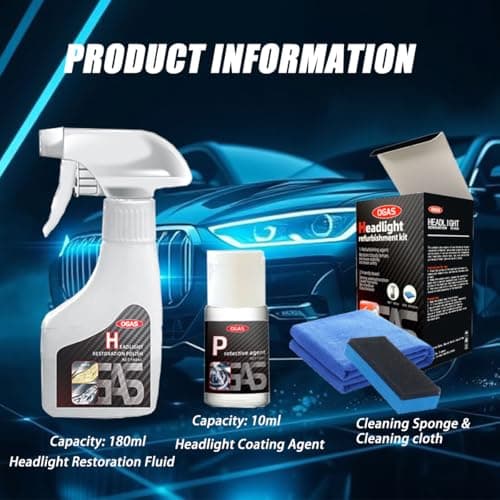 Vemiky Headlight Restoration Kit - Headlight Cleaner & Restorer for Cars, Trucks, SUVs | 180ml Spray with Microfiber Towel | Instant Oxidation Removal - Thumbnail 5