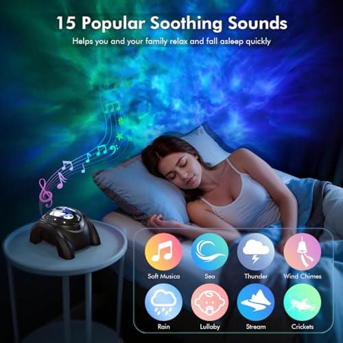 Rossetta Dual Lens Galaxy Projector, Star Projector for Bedroom with 58 Light Effects, Night Light Projector with White Noise & Bluetooth Speaker, Remote Timer, Easter Room Decor Gift for Kids Adults - Thumbnail 3