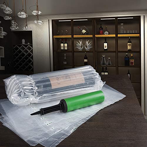 Wine Bottle Travel Protector Bags,LIVEBAY Inflatable Air Column Cushion Wine Protector Bags with Pump for Shipping, 100 Pack - Thumbnail 4