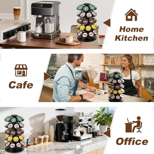 TOMSHUB K Cup Holder, Coffee Pod Holder for Keurig Pods - 40 Capsule Spinning Organizer with 360° Turntable, Also Fits Nescafé Dolce Gusto Pods, Space Saving for Kitchen Counter & Office - Thumbnail 4