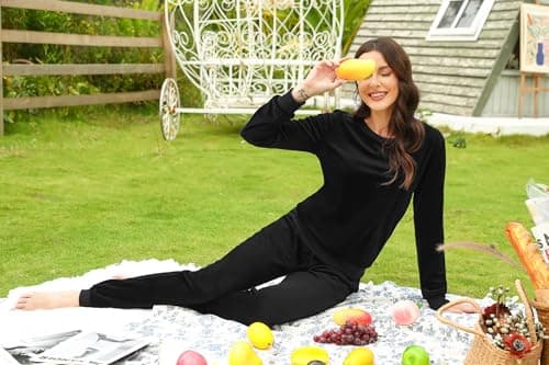 Totatuit Velour Tracksuit Womens Sweatsuits Casual Loungwear 2 Piece Outfits Jogging Velvet Pullover Solid Sets Black - Thumbnail 5