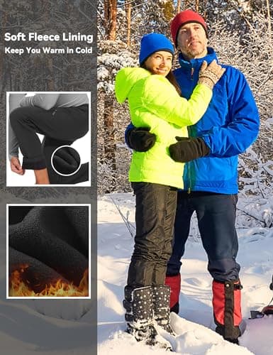 MOURCE Ski Snow Pants for Men Waterproof - Fleece Lined Winter Cargo Pants for Men Outdoor Work Travel, Arctic Black - Thumbnail 4