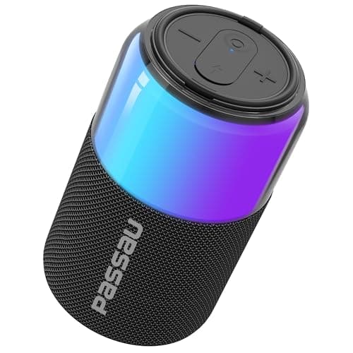 Passau Portable Bluetooth Speaker with Colorful Lights, 15W Loud Clear Sound, White Elephant Gifts for Adults, BT 5.4, LED Light up Speakers Stocking Stuffers Gifts for Kids, Teen, Girls, Boys - Image 1