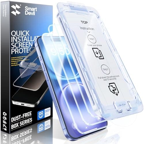 SMARTDEVIL 3 Pack for iPhone 16 Plus Screen Protector, 9H Hardness Military Grade Shatterproof, HD Clear Tempered Glass with Auto Dust-Elimination, Bubble Free, Easy Installation - Image 1