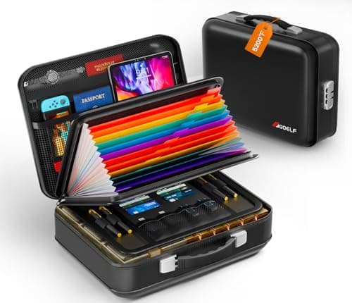 Fireproof Document Box with Lock, 5200°F Fireproof Water Resistant Hard Case File Organizer Safe Box for Important Documents, Certificates, Laptop, Passports (Black) - Image 1