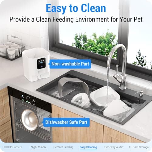 Frienhund Automatic Cat Feeder with Camera: 5G WiFi Automatic Dog Feeder with Night Vision, 7L Auto Cat Food Dispenser with 1080P Camera for Multiple Pet, Detachable for Easy Clean -29 Cup (ACF100W-B) - Thumbnail 5