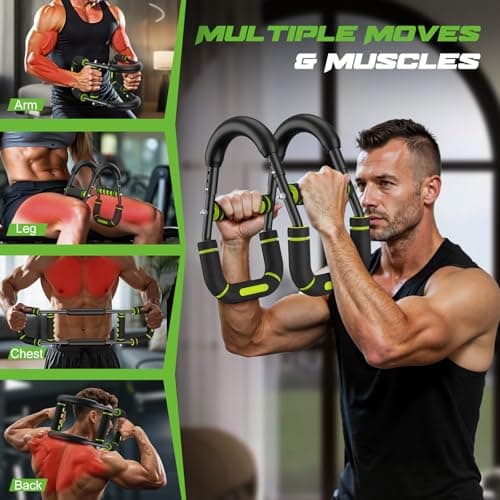 Vanlgs Twister Arm Trainer for Men, Chest Workout Equipment 5-Level Adjustable (40-130lb) with Ergonomic 27° Targets Biceps/Clip/Thigh, Portable Exerciser for Home Gym Travel Fitness, Green - Thumbnail 2