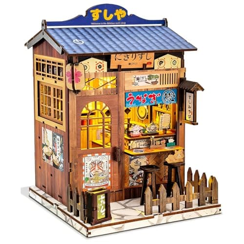 DIY Miniature House Kit, Book Nook Kit Mini Japanese House Bookshelf Decor, Tiny Dollhouse Building Kit for Adults & Teens, Gifts for Family, Friends - Image 1