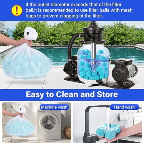 TIXANF Pool Filter Balls for Sand-Filter,Eco-Friendly Fiber Filter Media for Swimming Pool Sand Filters,4.6 Lbs Reusable Sand Filter Ball for Pool Cleaning(Equals 150 lbs Pool Filter Sand) - Thumbnail 4