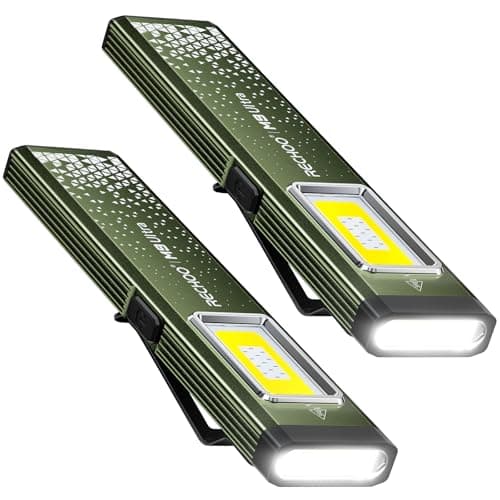 RECHOO Flat EDC Flashlight Rechargeable, 8-Mode Slim Pocket Flashlight with Magnetic Base & Clip, Lightweight Mini Rechargeable Flashlights for Everyday Carry, Working, Camping, Car Repair & Emergency