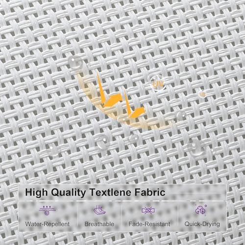 PURPLE LEAF Outdoor Lounge Chair Set of 3 Patio Chaise Pool Lounger Aluminum Frame with Side Table and Wheels for Outside Sunbathing Tanning Recliner Including Pillows White - Thumbnail 4