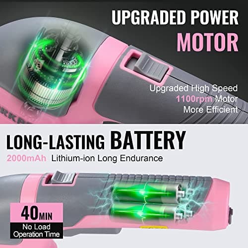 WORKPRO Cordless Grass Shear & Shrubbery Trimmer - 2 in 1 Handheld Hedge Trimmer Electric Grass Trimmer Hedge Shears/Grass Cutter Rechargeable Lithium-Ion Battery and Type-C Cable Included Pink Ribbon - Thumbnail 4