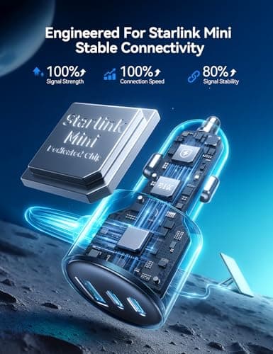 Starlink Mini Car Adapter with Waterproof Cord, Starlink Mini Accessories Car Charger [Dual PD 45W & USB-A 30W] Fast Charging Cigarette Lighter Adapter for RV, Boat, Trailer (16.4FT) - Thumbnail 6