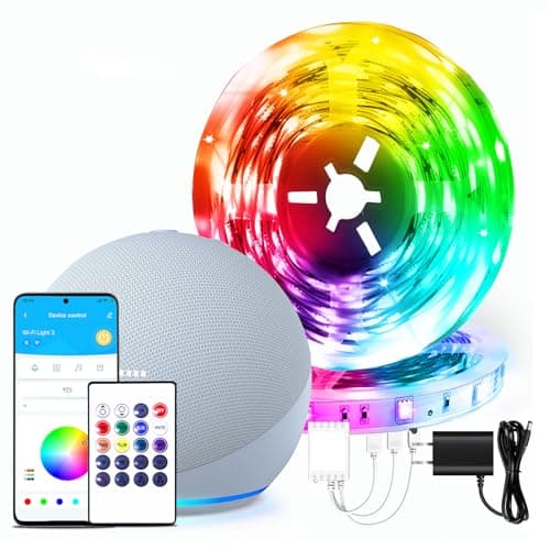 dalattin Smart WiFi Led Lights 130ft, Work with Alexa Google Assistant, APP Voice Remote Control Led Strip Lights RGB Color Changing Music Sync Led Lights for Bedroom Valentine (2 Rolls of 65.6ft) - Image 1