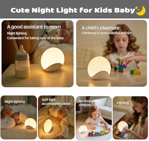 IYT Night Light for Baby,Kids Egg Light Stepless Dimming Touch Night Lamp,7 Colors Dimmable Eye Friendly Silicone Touch Lamp for Breast Feeding,Toddler Kids Bedroom Light,30 Min Hour Timer,BPA Free - Thumbnail 4