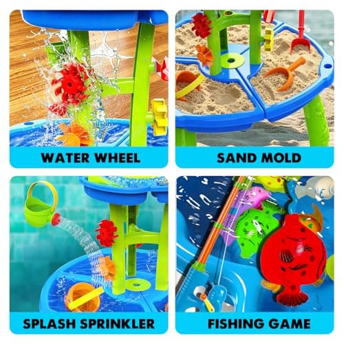 CozyBomB™ Water Table for Toddlers 3-5 | Outdoor Toys Water Play Table, Magnetic Fishing Toy Game, Summer Splash Pond Showers Sand Activity, Sensory Party Birthday Gift Kids Ages 4-8 9-12 - Thumbnail 4